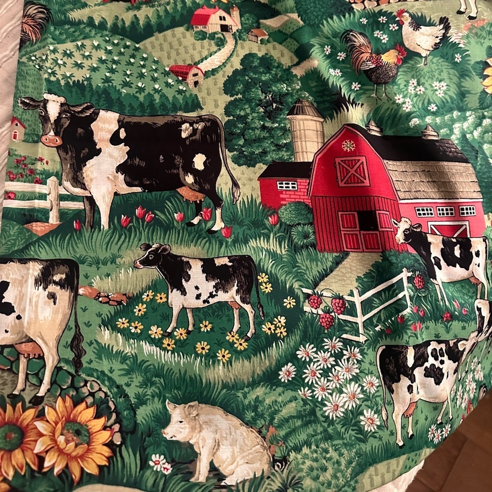 Farmhouse Animal Print Fabric with finished edge 108 by 44”